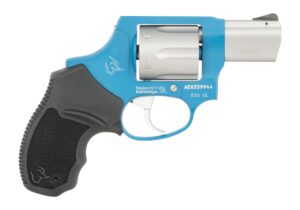 Taurus 2-85629ULC23CH 856 Ultra-Lite Small 38 Special +P 6 Shot 2" Matte Stainless Barrel & Cylinder, Sky Blue Cerakote Aluminum Frame, Black Ribber Grip, Transfer Bar, Safety Concealed Hammer