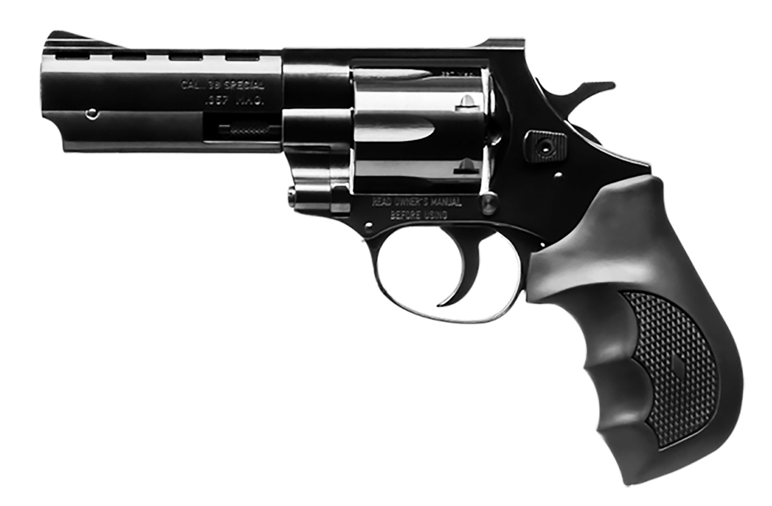 Weihrauch Guns 770123 Windicator 38 Special 6rd 4" Blued Steel Barrel & Cylinder, Compact Blued Steel Frame w/Exposed Hammer, Ramp Front/Fixed Rear Sights, Finger Grooved Black Rubber Grip