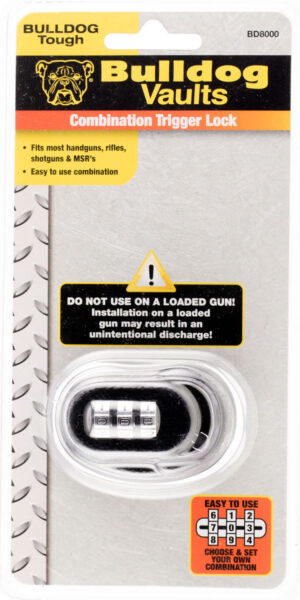 Bulldog BD8000 Trigger Lock  Open With Combination Black Metal Firearm Fit- Handgun/Rifle/Shotgun