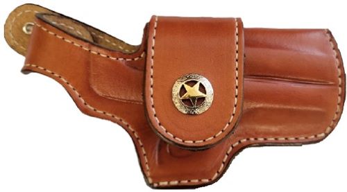 BOND ARMS DRIVING HOLSTER RH - THUMBSNAP LEATHER TAN W/STAR