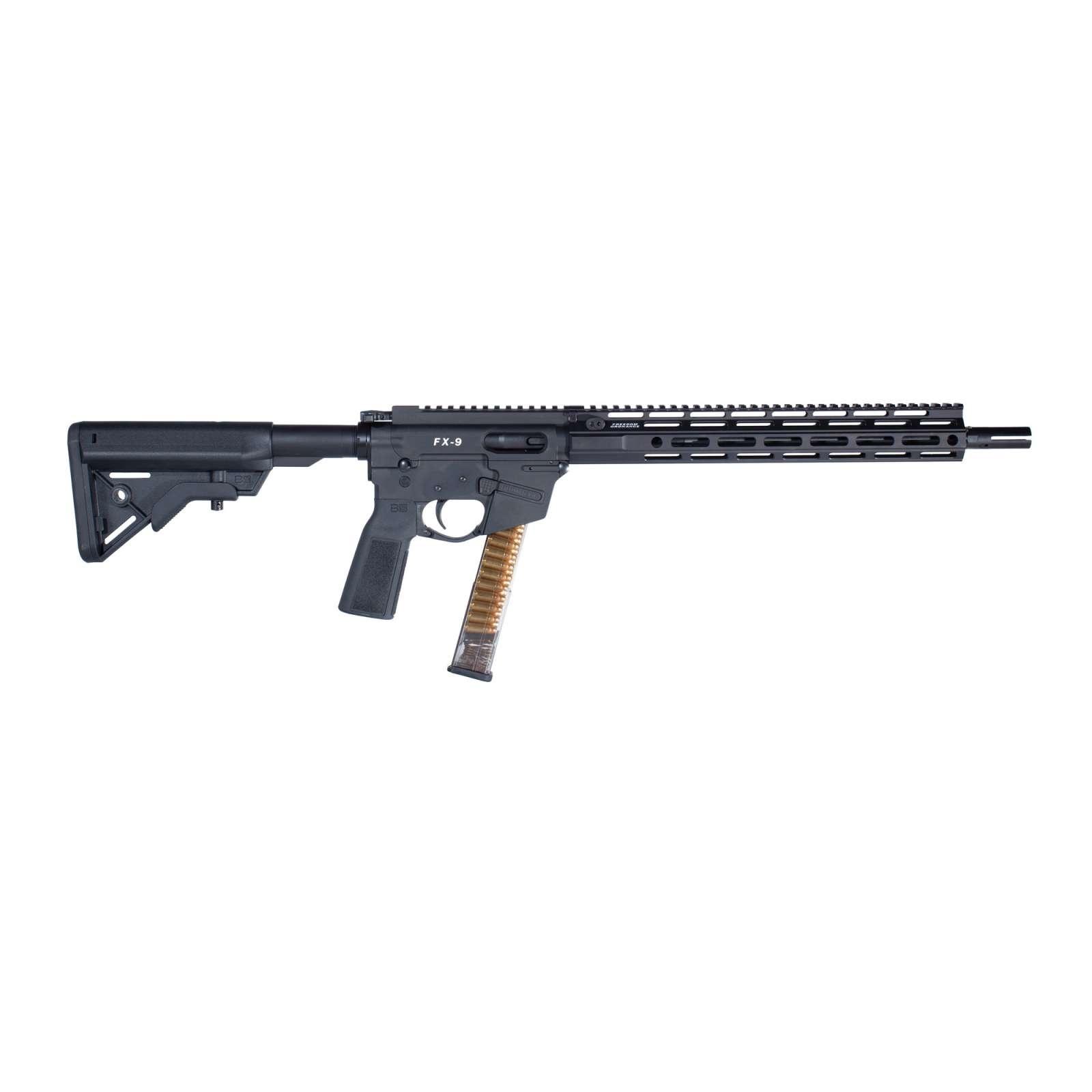 Freedom Ordnance FM9D Beltfed Rifle 9mm Luger 100 rd Belt Bag/33rd Glock Style Mag(1) 16" Barrel Black Picatinny Rail