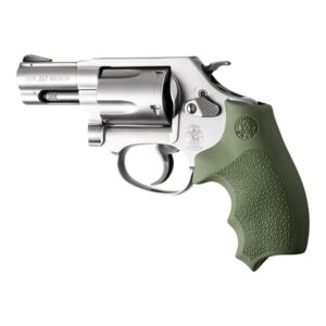 Hogue Overmolded Rubber Bantam Grip Closed Backstrap S&W Round Butt J-Frame Revolvers OD Green