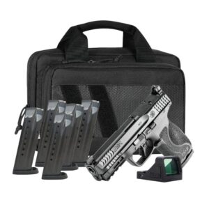 S&W M&P 9 Full Size M2.0 Optic Ready Handgun Bundle 9mm Luger 17rd Magazine(6) 4.22" Barrel No Thumb Safety Black RFX11 Green Dot Savior Bag