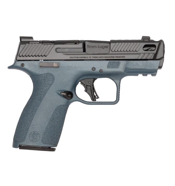 S&W PC Shield-X Carry Comp Blue Titanium Handgun 9mm Luger 13(1)&15(1)rd Magazines 3.6" Ported Barrel Thumb Safety