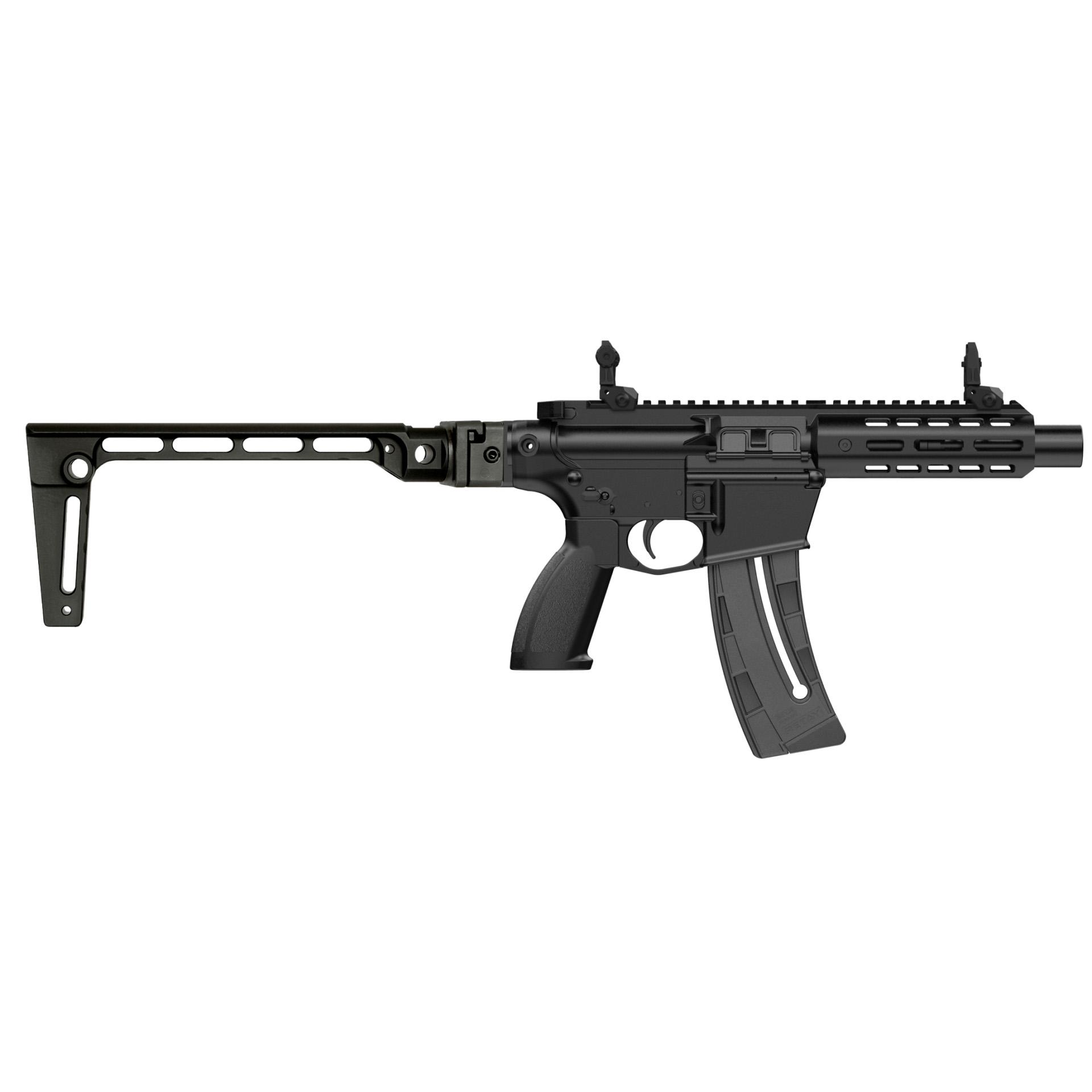 Retay RA1522 Pistol .22 LR 25rd Magazine 8" Threaded Barrel Black Aluminum MLOK Forend Folding Stock