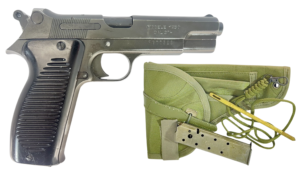 NAVY ARMS MAC 50 PISTOLS SURPLUS 9MM PISTOL W/ HLSTER, CLEANING KIT, LANYARD, ORIGINAL FRENCH MANUAL