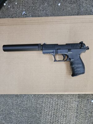 Walther P22 w/ CMMG Zeroed 22 Suppressor Grey